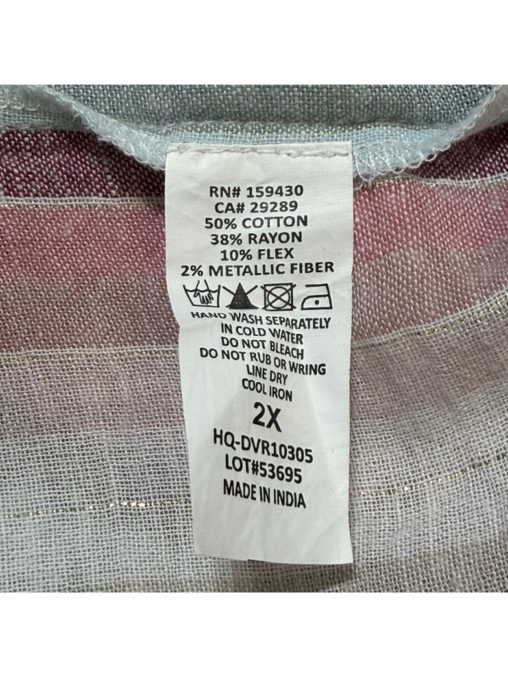 Elan Womens Striped Tie Front Top Size 2X Lightweight Button Down Preppy - Picture 4 of 10